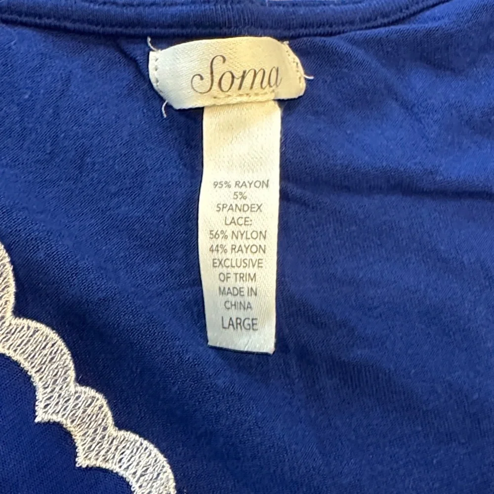 Soma size Large Royal Blue Embroidered pajama set - Picture 6 of 8